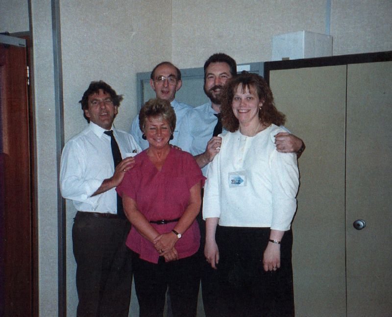 Back: Cliff Leary, Fred Cable, Andy Caldwell. Front: Irene Walling, Laura ?